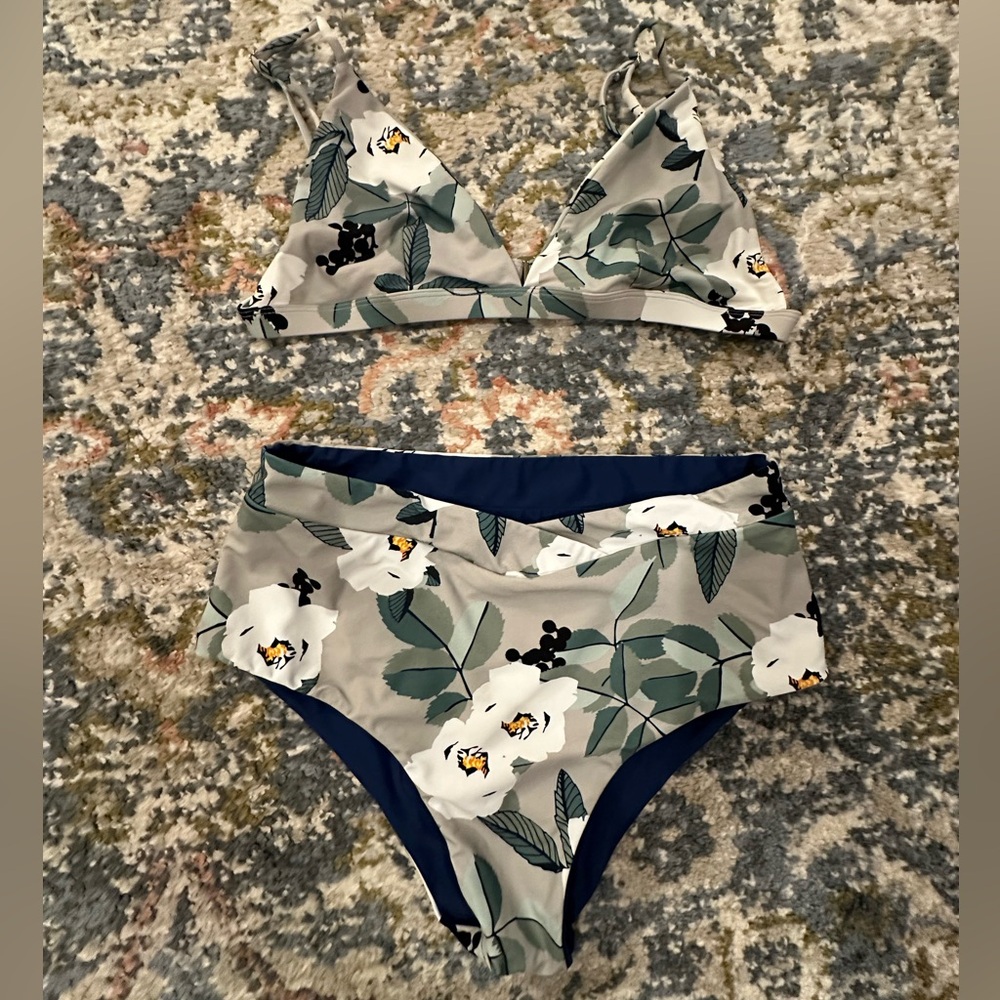 Floral Bikini Set with High-Waisted Bottoms